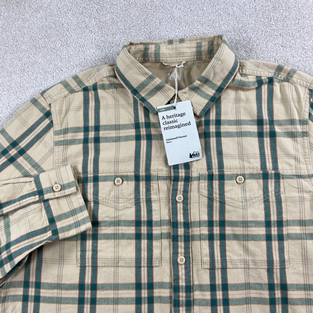 NWT REI Co-op Campwell Flannel Shirt Mens Large Aspen Plaid Cotton Button Up